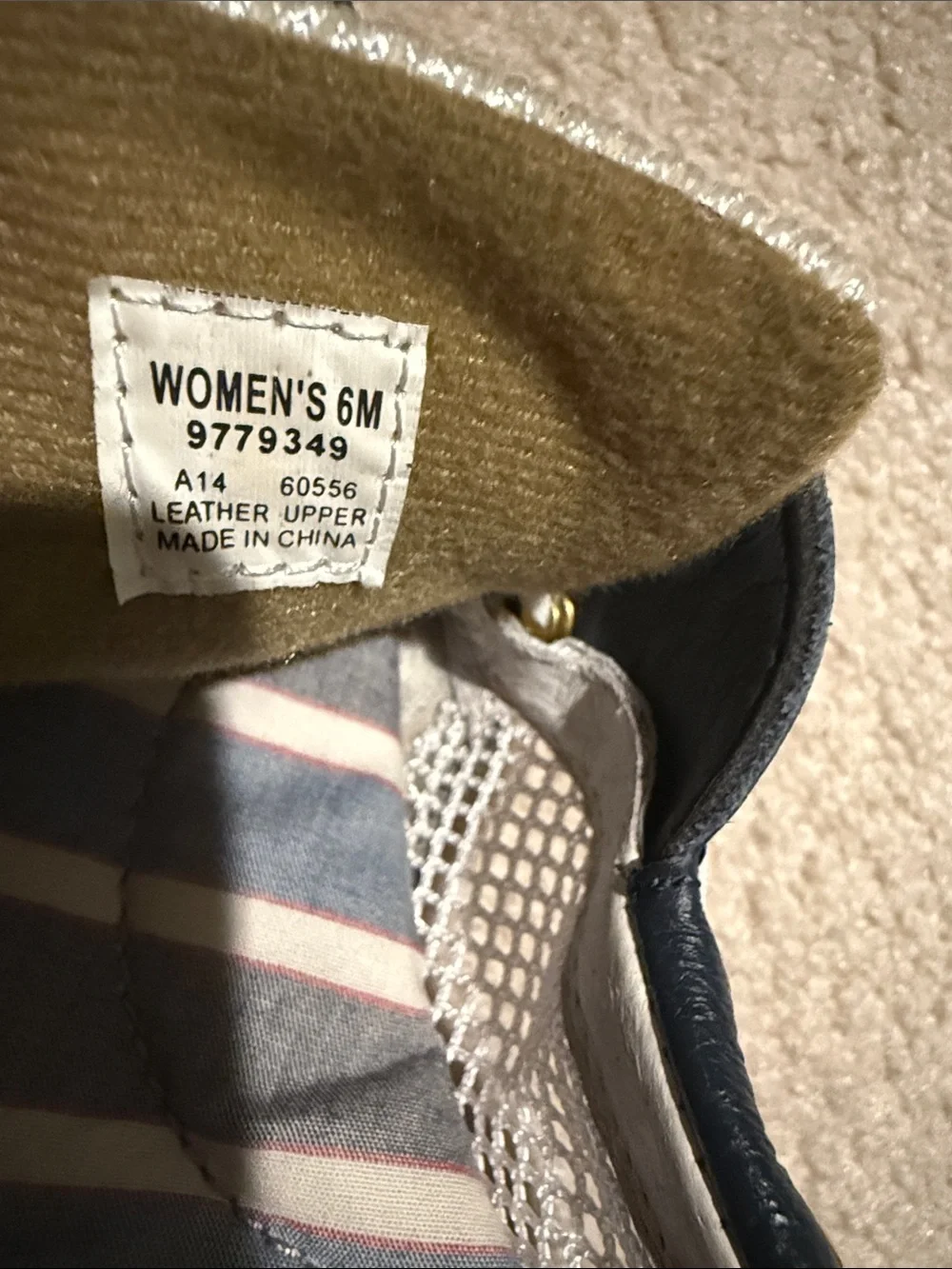 Sperry Navy and White Women's Mesh Boat Sneakers with Gold Eyelets